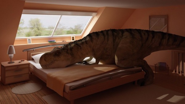 Dinosaurus na posteli